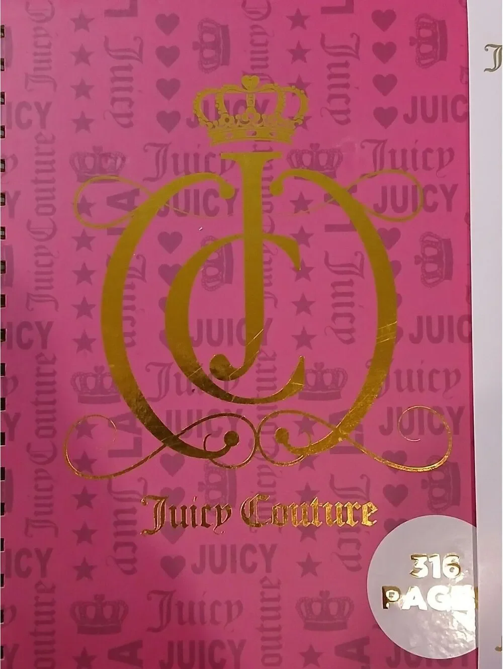 Juicy Couture 316 Page Journal Heart Pen Pink Gold Notebook NWT Large HTF